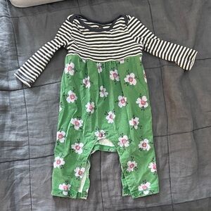 Tea Collection Striped and Floral Green One Piece